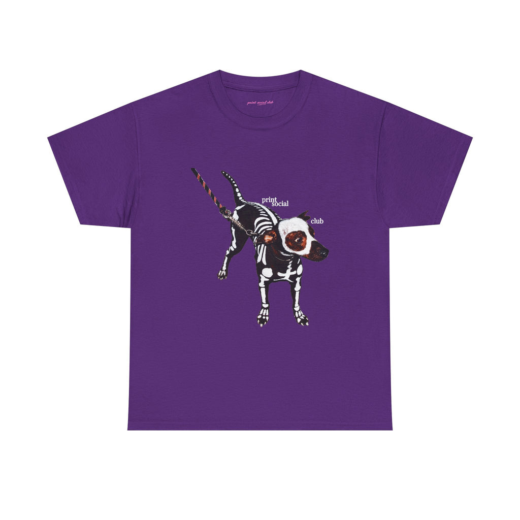 Skeleton Dog Classic Tee in Purple, front