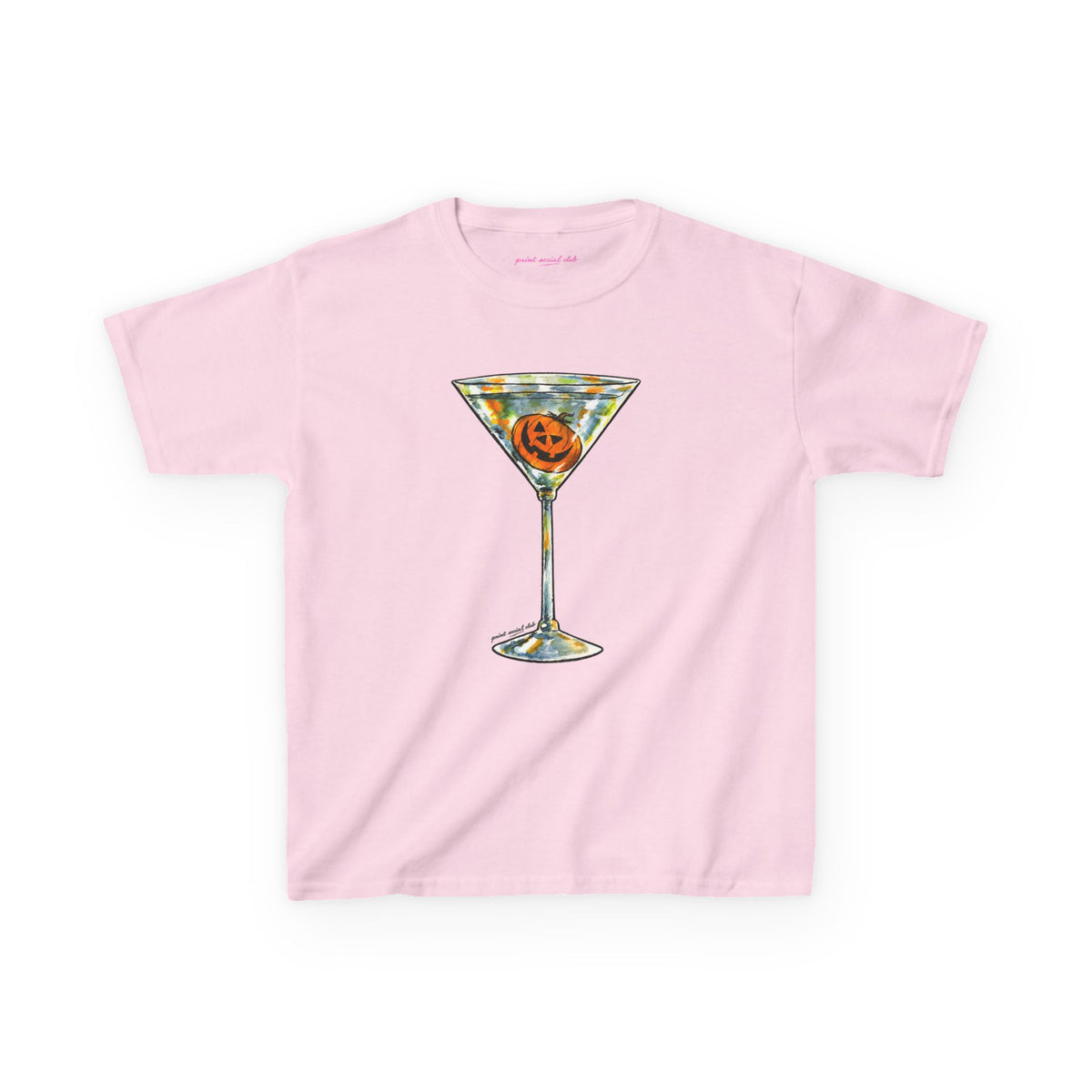 Pumpkin Martini Baby Tee in Light Pink, front