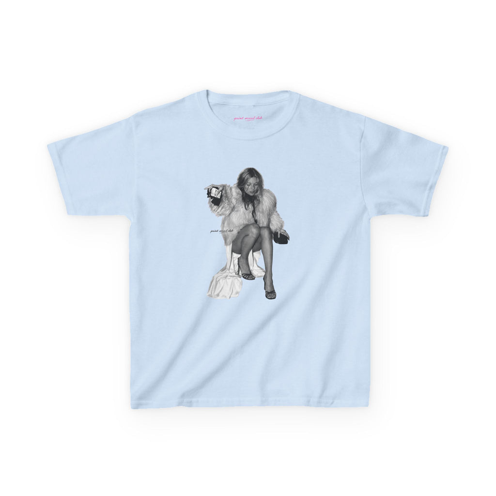 Moss Baby Tee in Light Blue, front