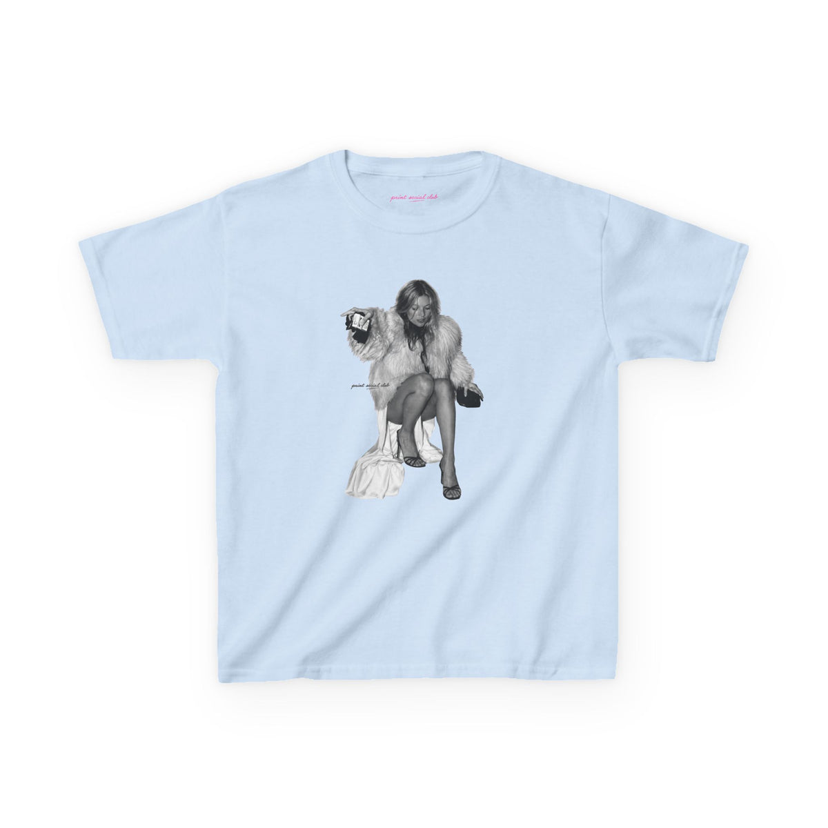 Moss Baby Tee in Light Blue, front