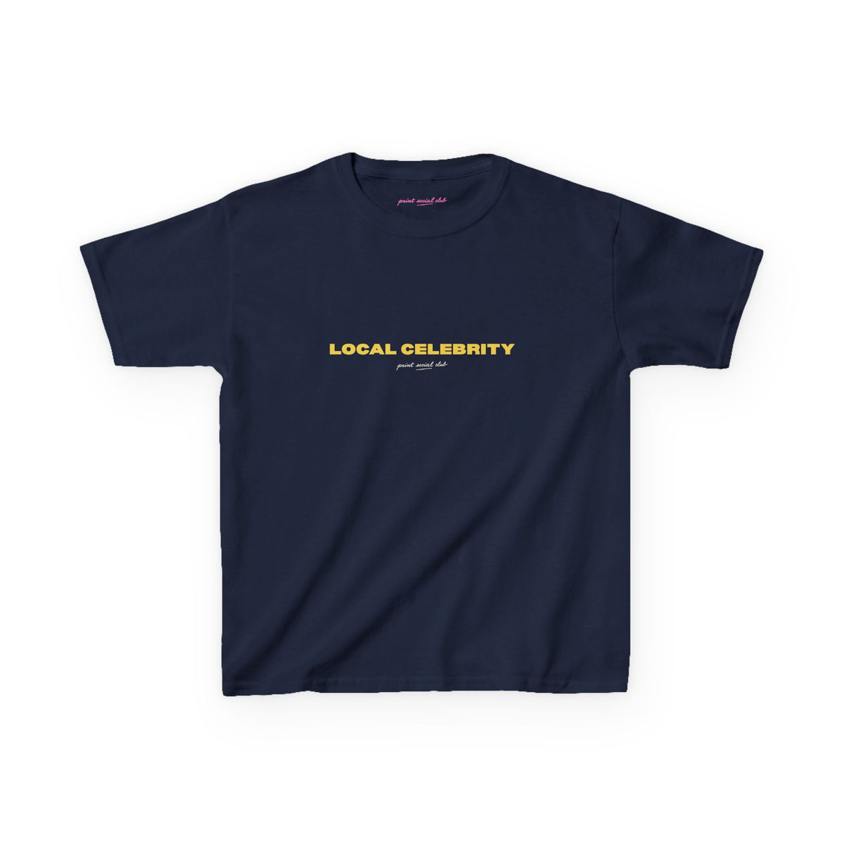 Local Celebrity Baby Tee in Navy, front
