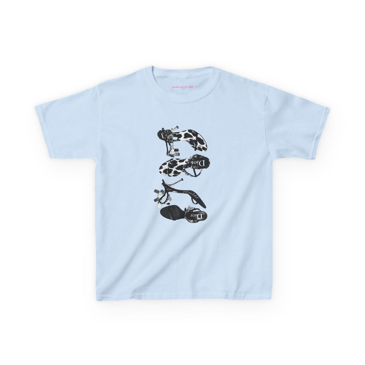 Heels Baby Tee in Light Blue, front