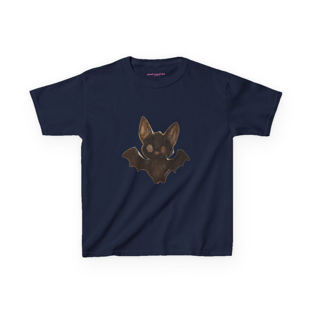 Little Bat Baby Tee in Navy, front