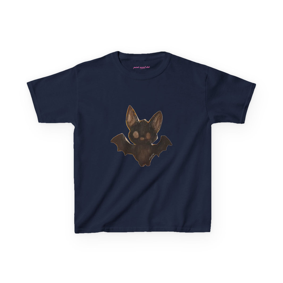 Little Bat Baby Tee in Navy, front