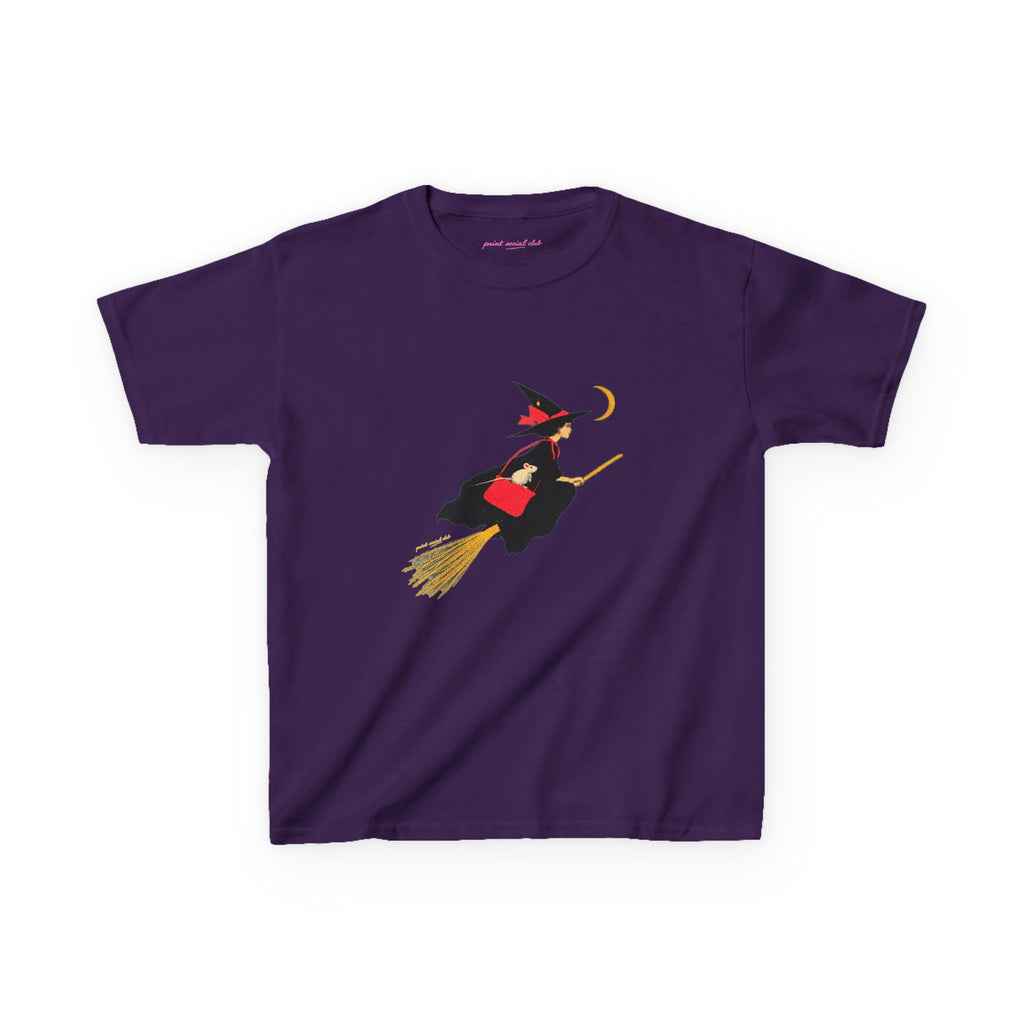 Flying Witch Baby Tee in Purple, front