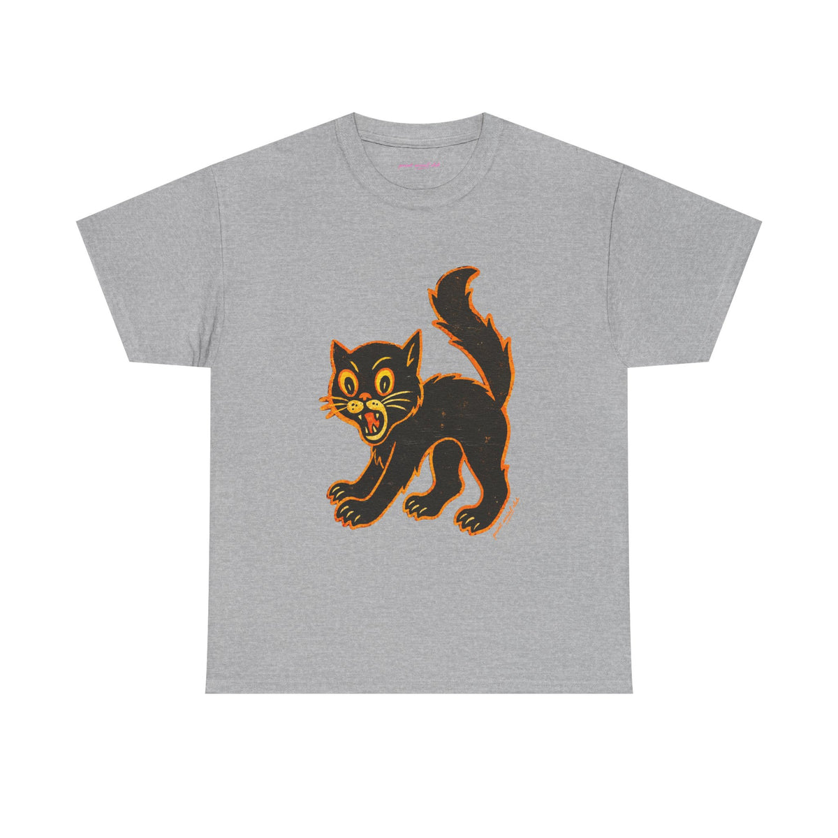 Black Cat Classic Tee in Sport Grey, front