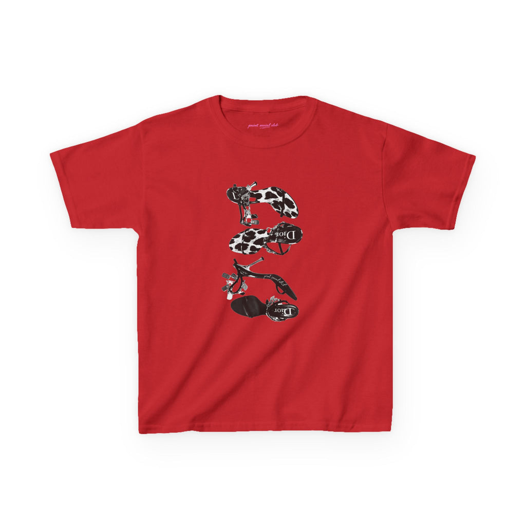 Heels Baby Tee in Red, front