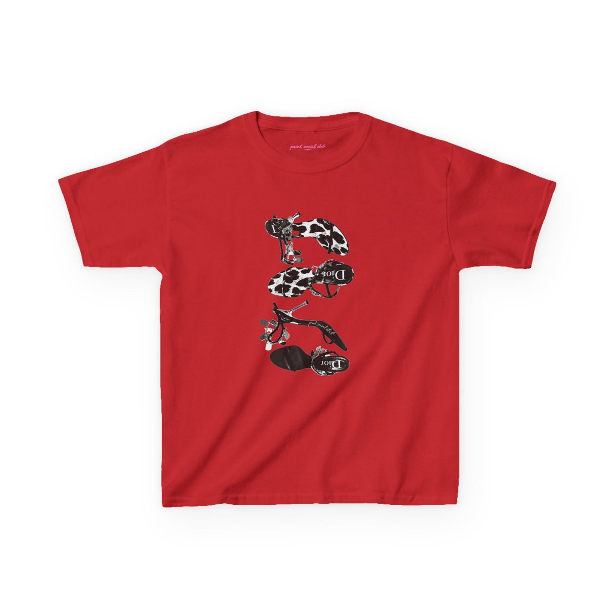 Heels Baby Tee in Red, front