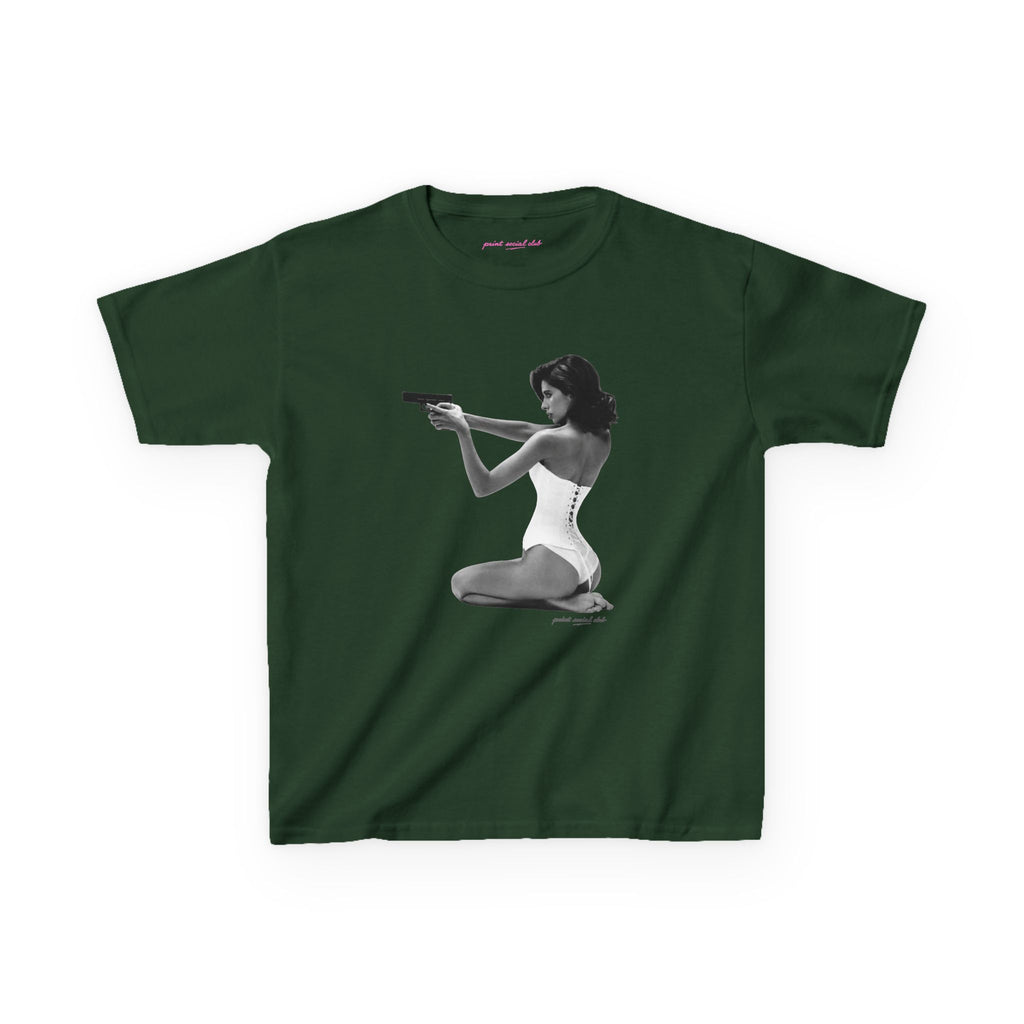 Hands-Up Baby Tee in Forest Green, front