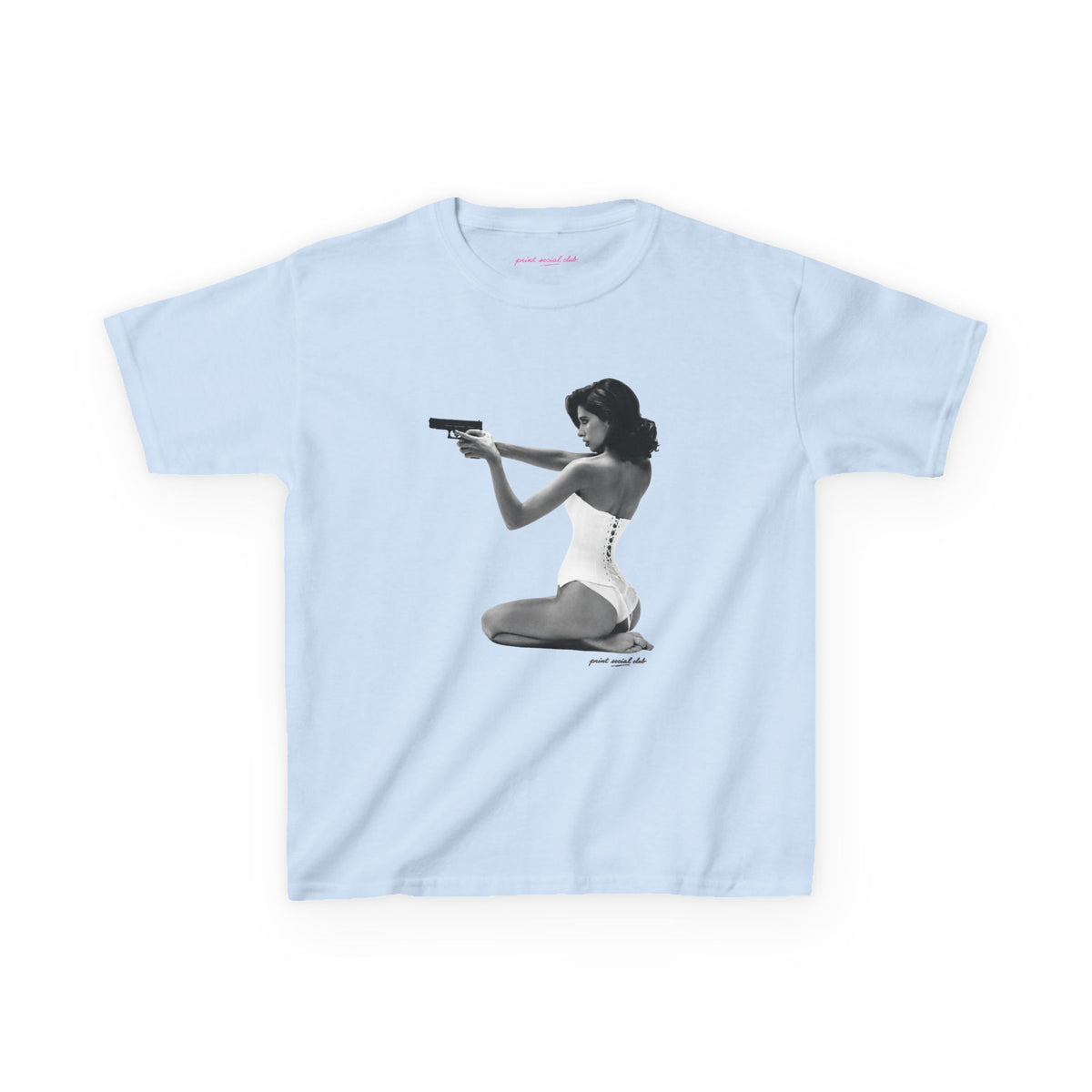 Hands-Up Baby Tee in Light Blue, front