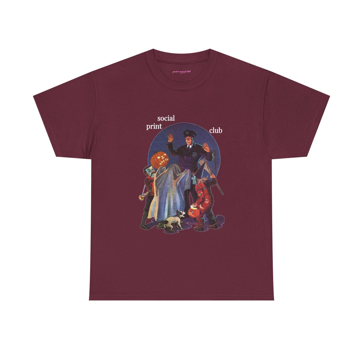 Trick Or Treaters Classic Tee in Maroon, front