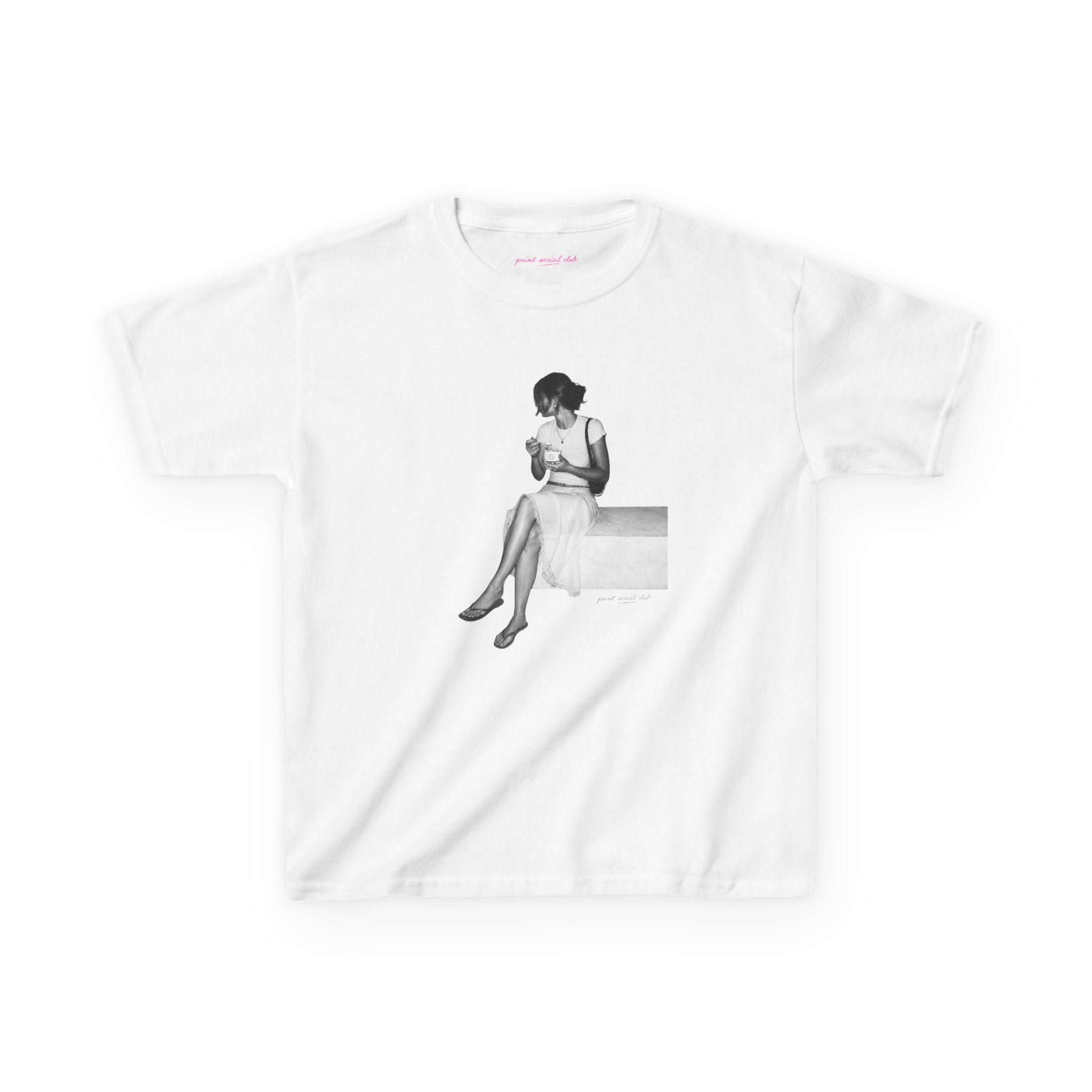 Gelato Hour Baby Tee in White, front