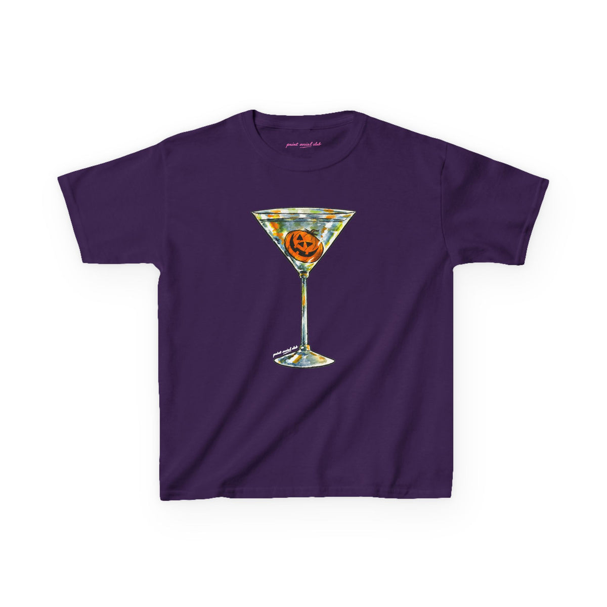 Pumpkin Martini Baby Tee in Purple, front