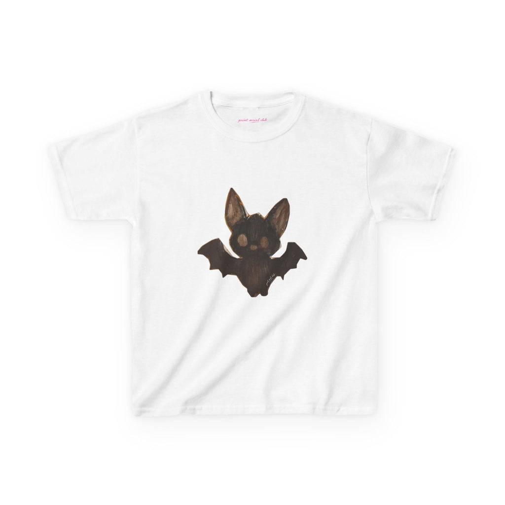 Little Bat Baby Tee in White, front