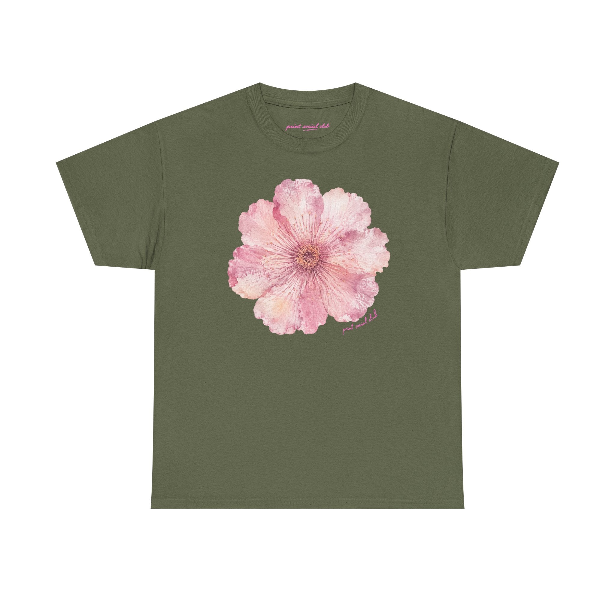 He Sent Flowers Classic Tee in Military Green, front