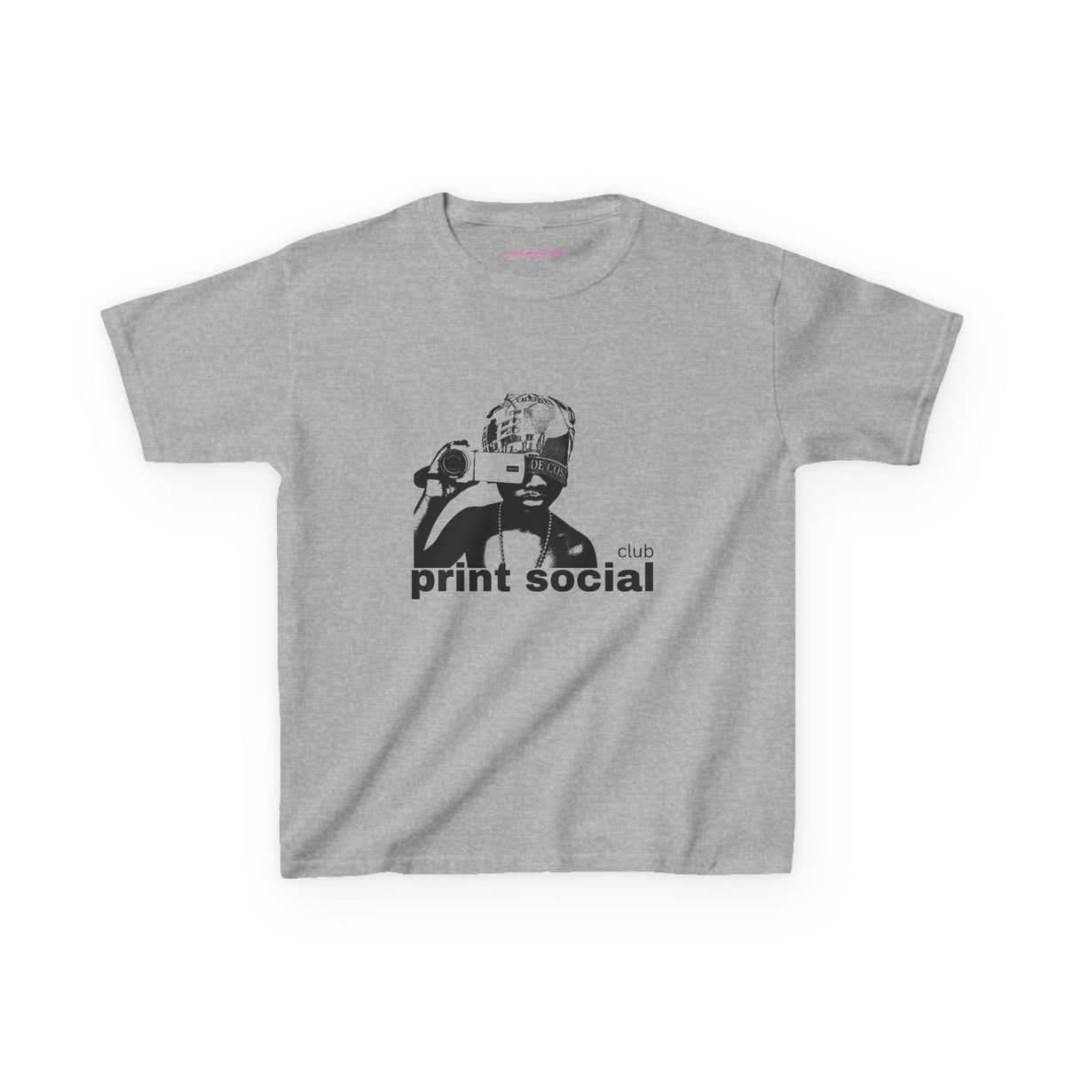 Camera Kid Baby Tee in Sport Grey, front