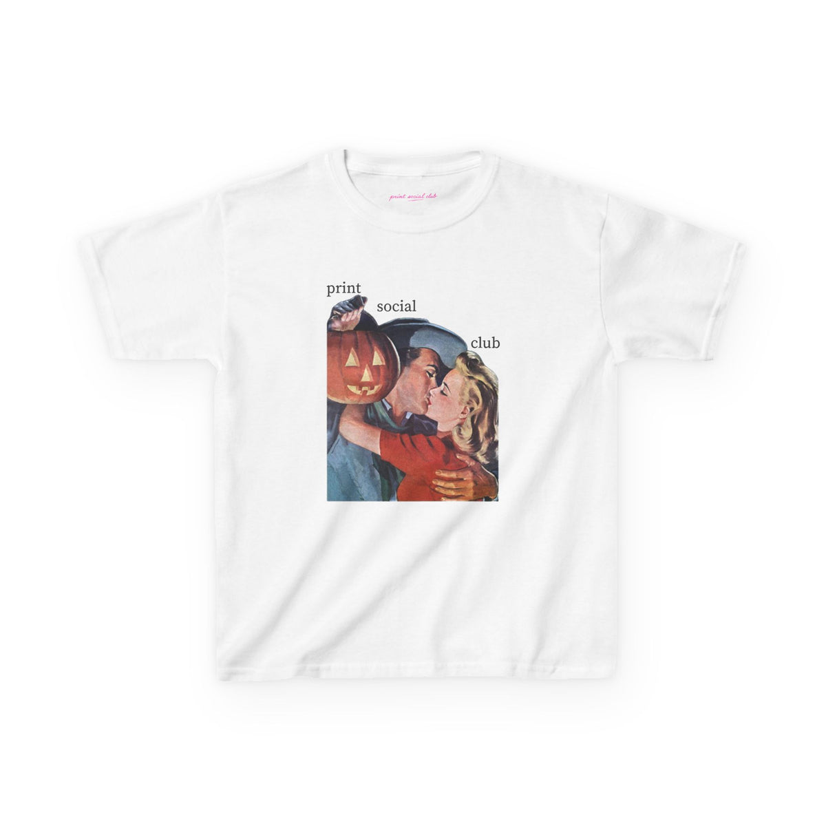 Pumpkin Kiss Baby Tee in White, front