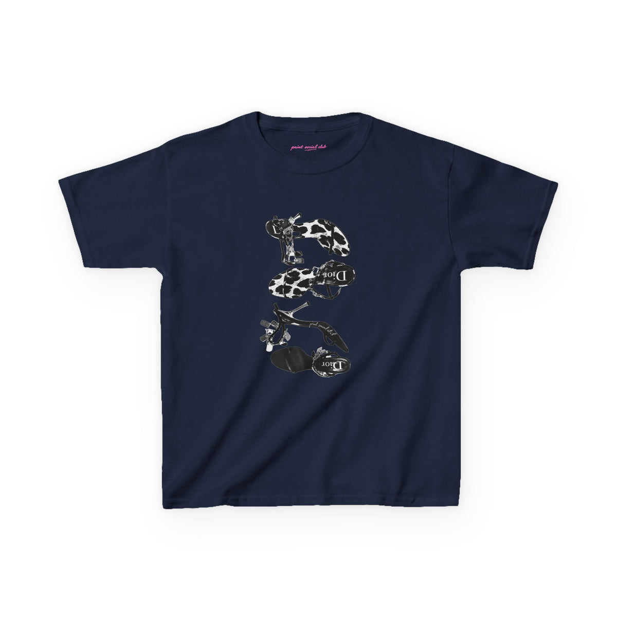 Heels Baby Tee in Navy, front