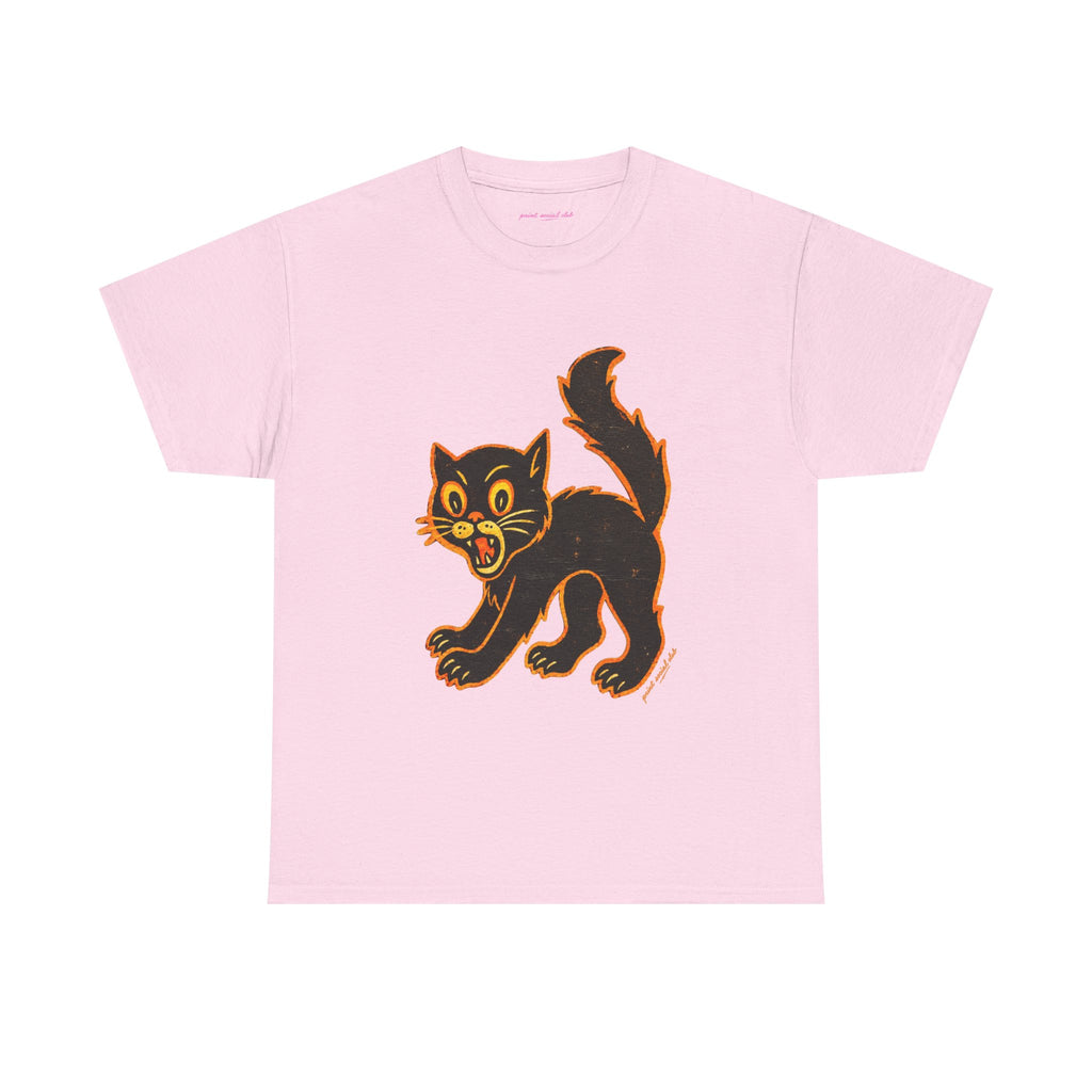 Black Cat Classic Tee in Light Pink, front