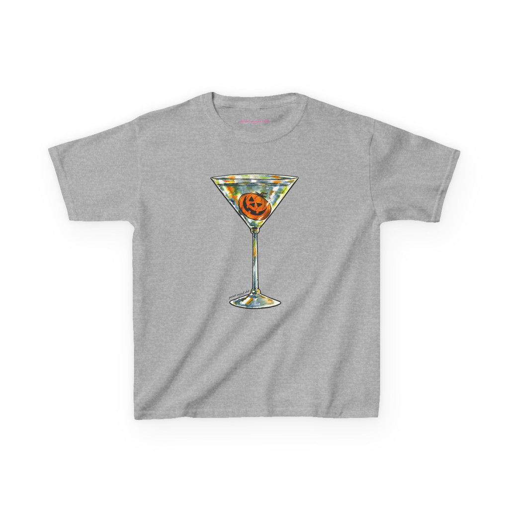 Pumpkin Martini Baby Tee in Sport Grey, front