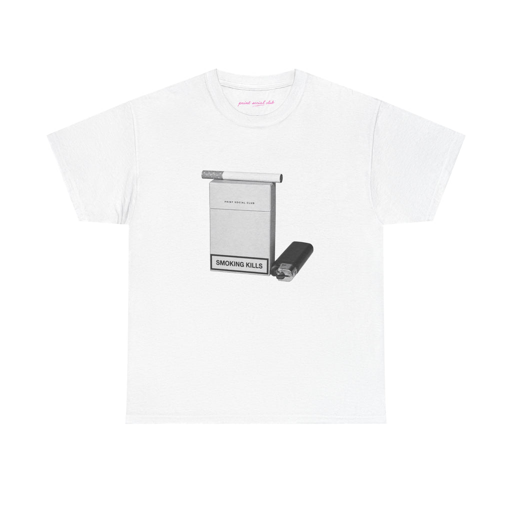 Smoking Kills Classic Tee in White, front