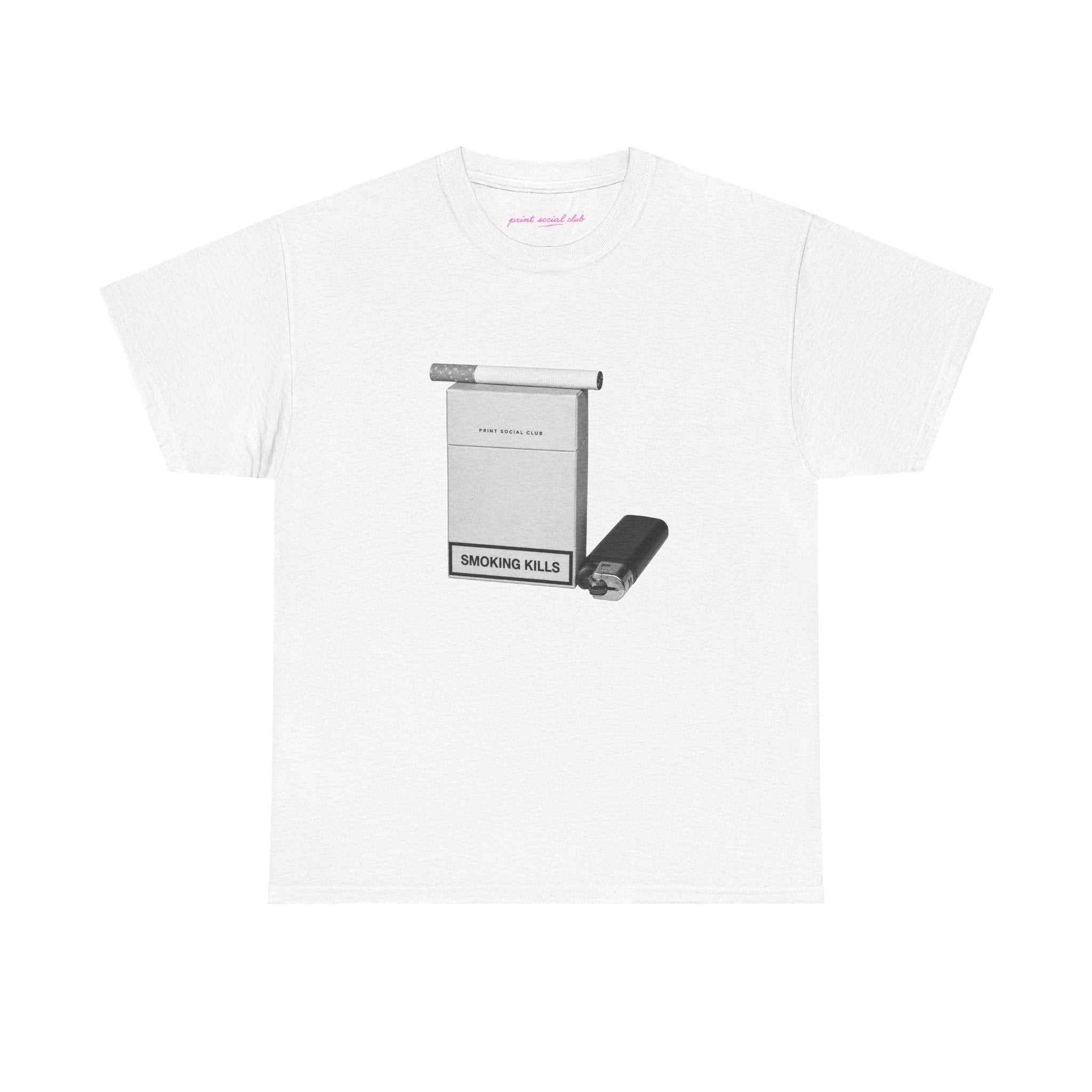 Smoking Kills Classic Tee in White, front