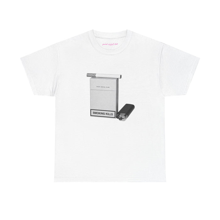Smoking Kills Classic Tee in White, front
