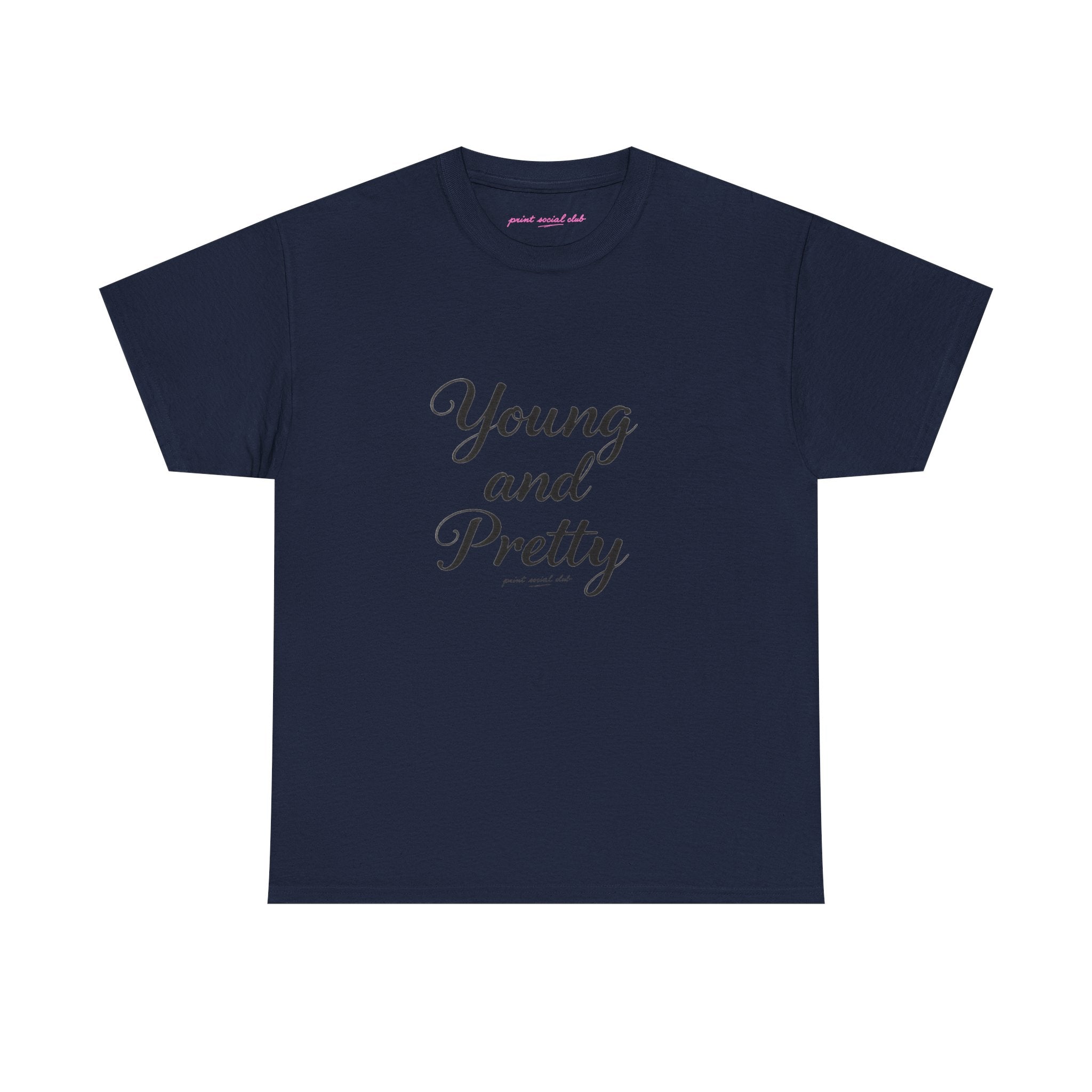 Young & Pretty Classic Tee in Navy, front