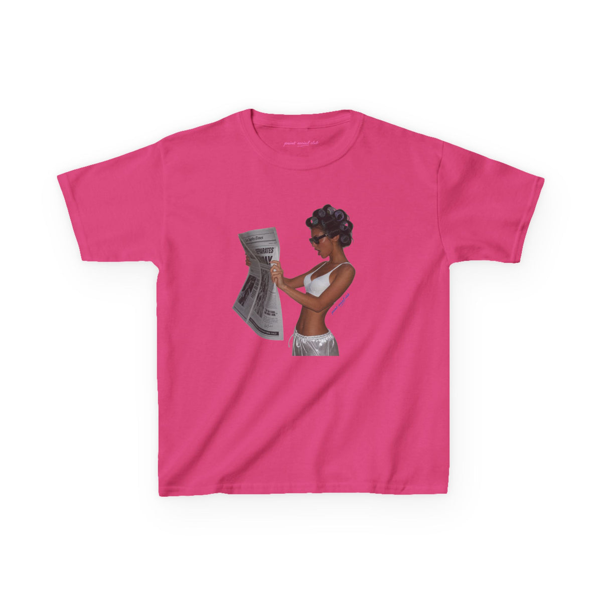 News Baby Tee in Heliconia, front