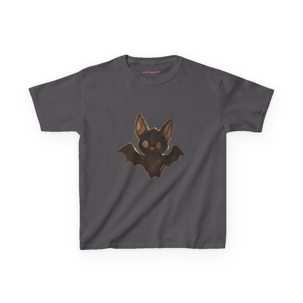 Little Bat Baby Tee in Charcoal, front