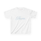 Blue Princess Baby Tee in White, front