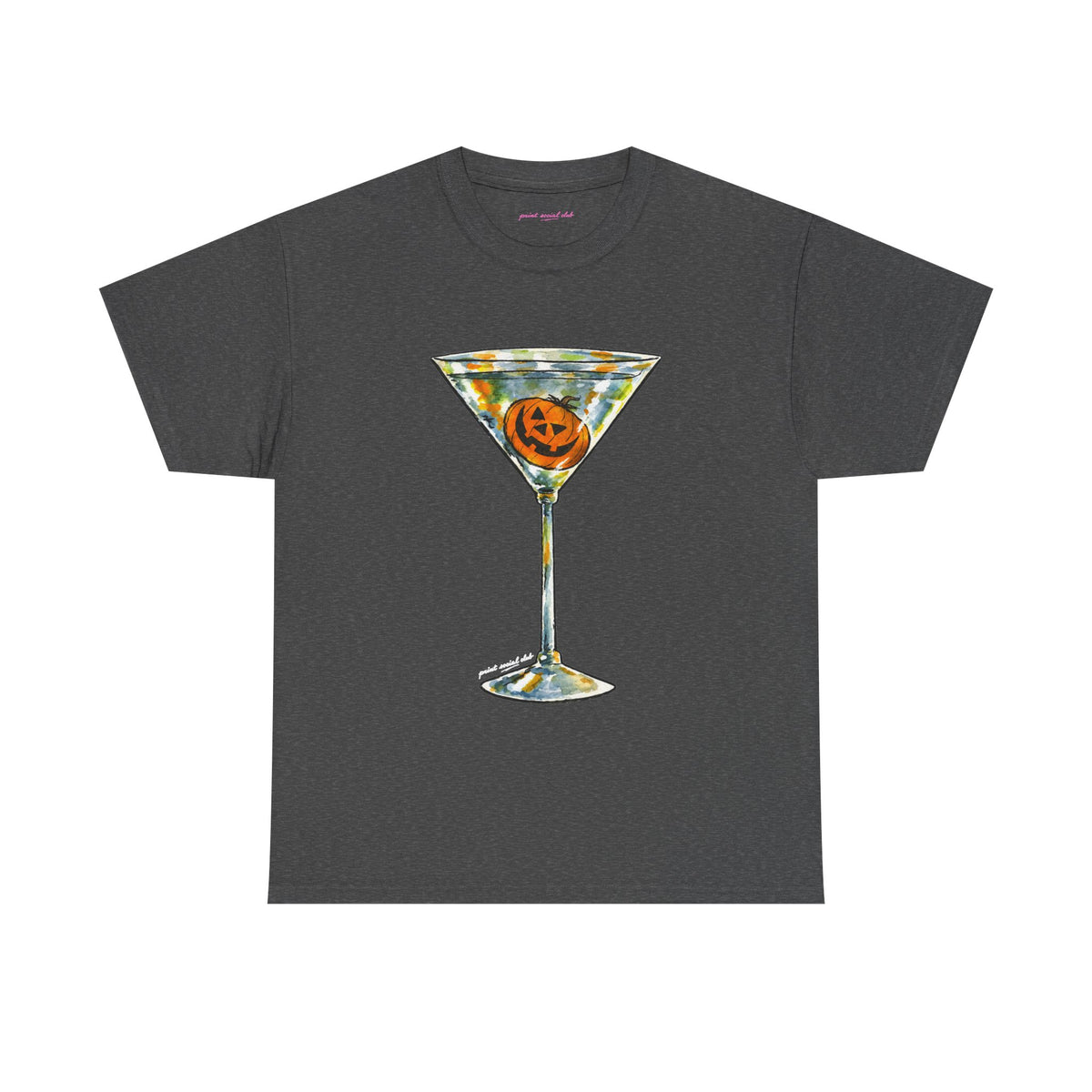 Pumpkin Martini Classic Tee in Dark Heather, front