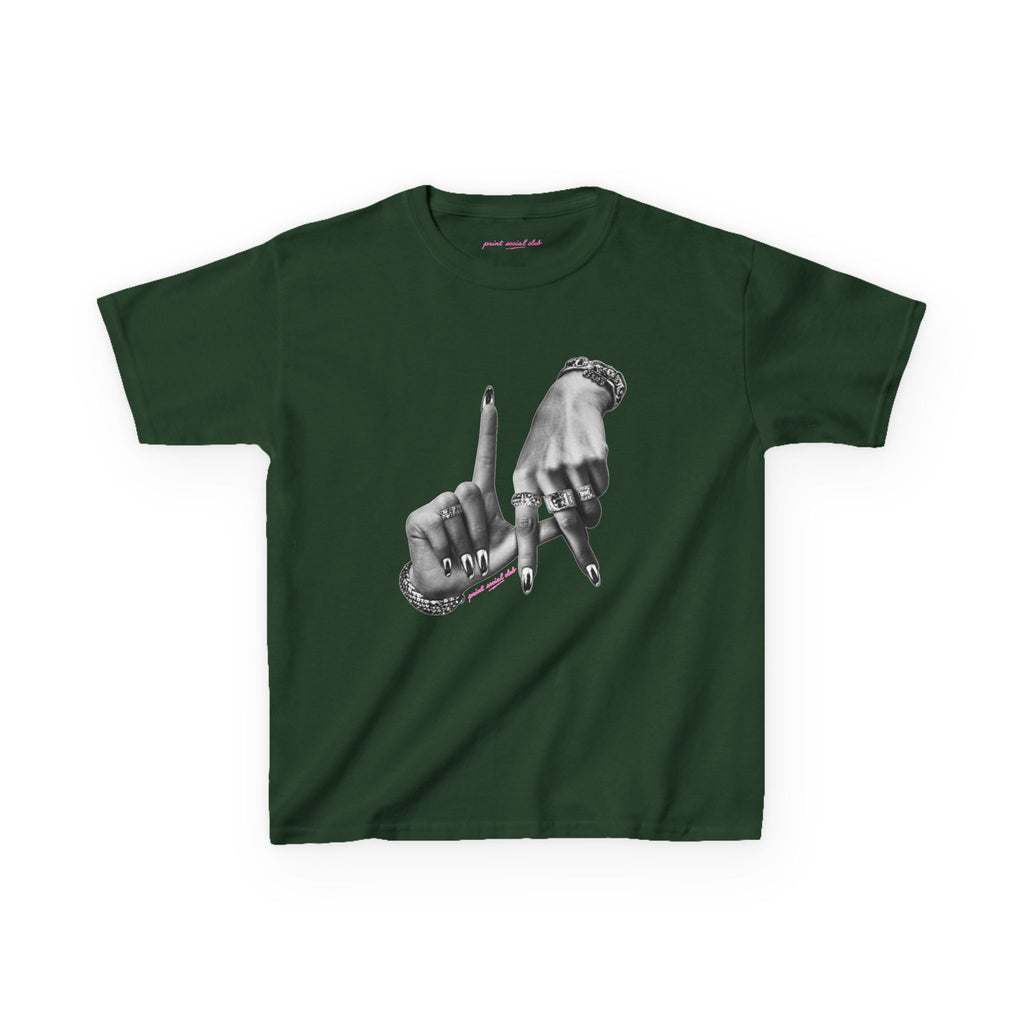LA Baby Tee in Forest Green, front