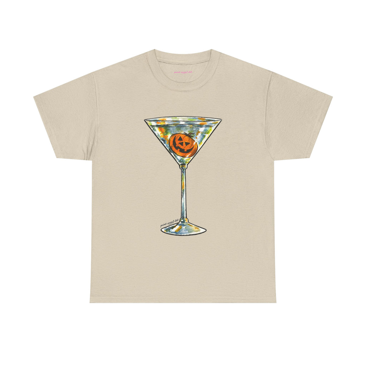 Pumpkin Martini Classic Tee in Sand, front