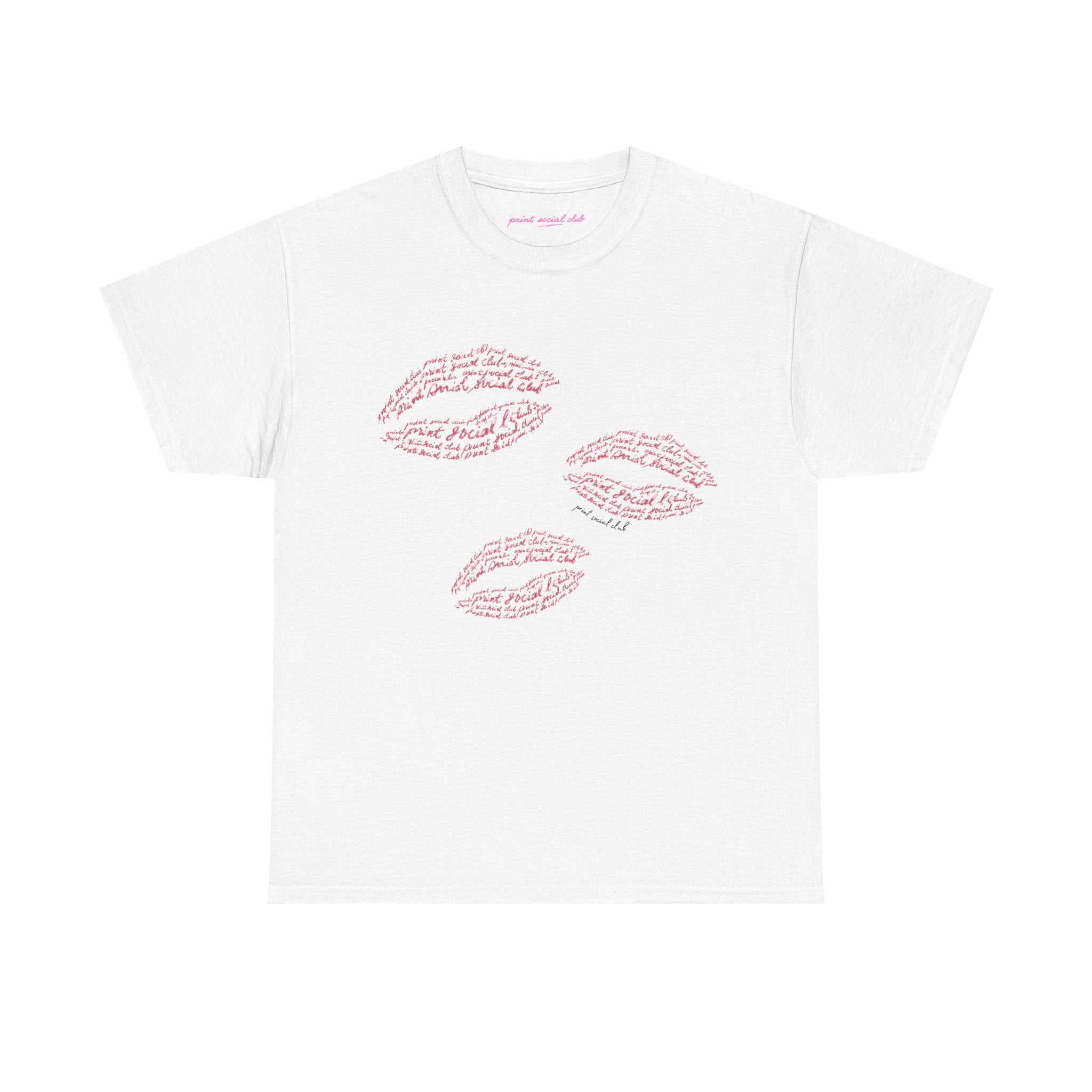 Print Kisses Classic Tee in White, front