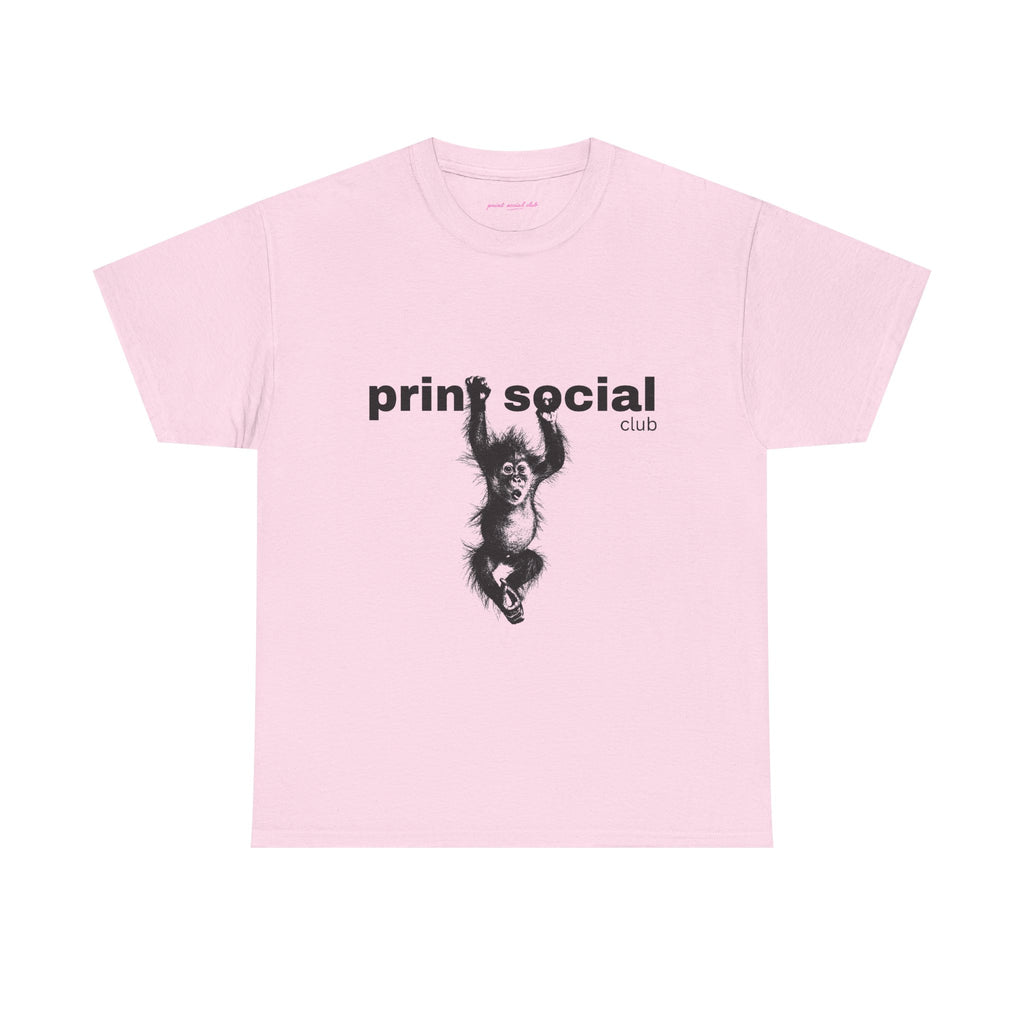 Save Wild Monkeys Classic Tee in Light Pink, front