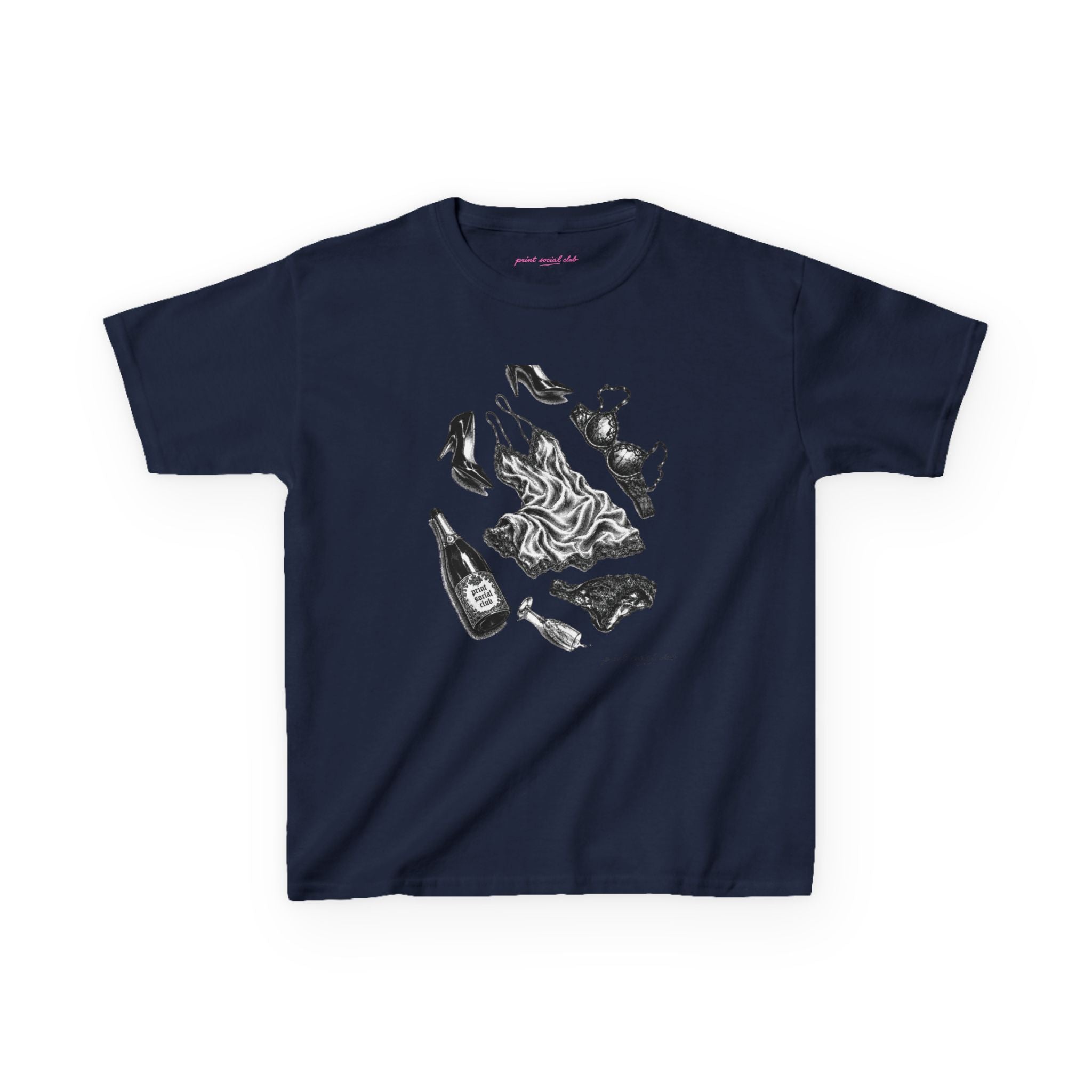 The Aftermath Baby Tee in Navy, front