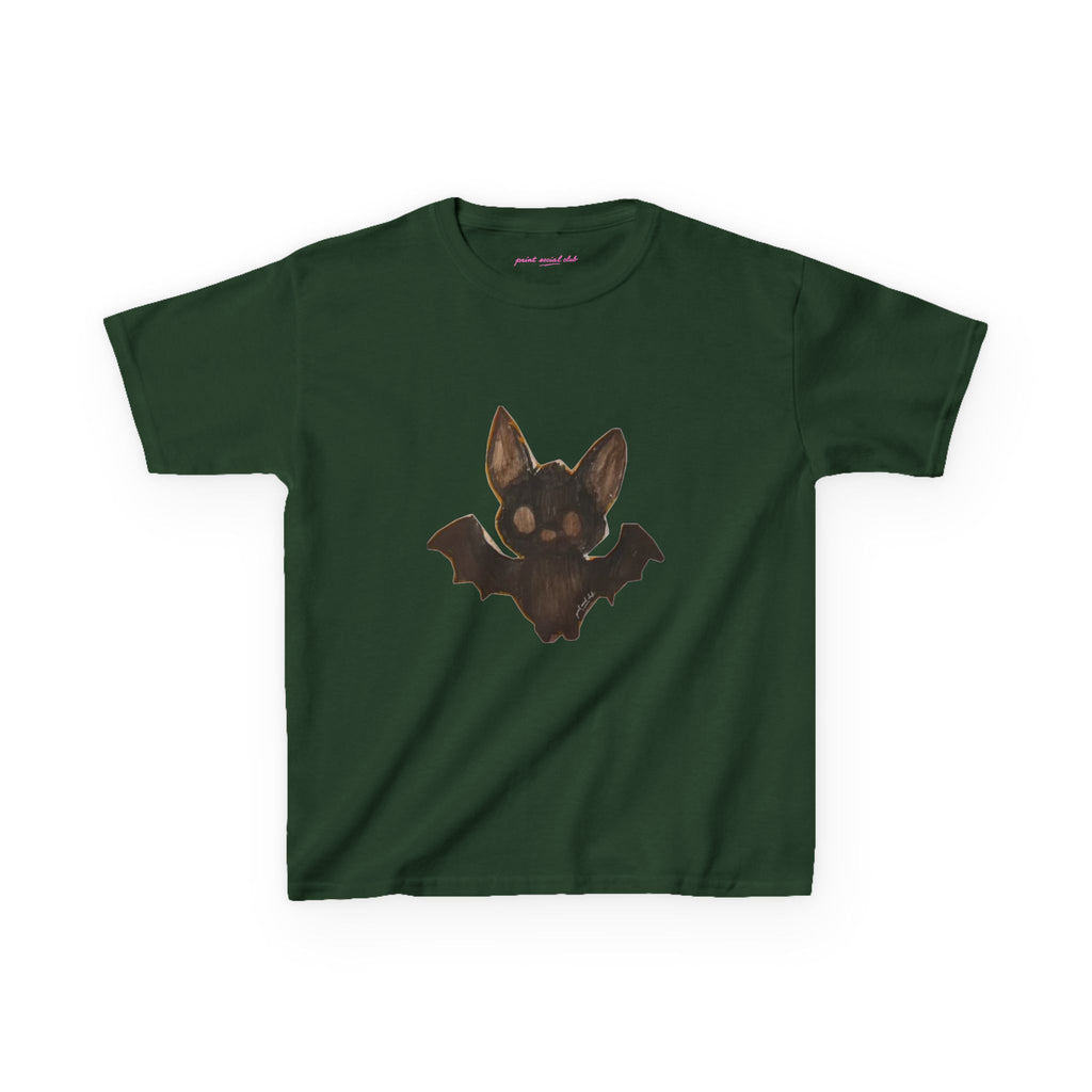 Little Bat Baby Tee in Forest Green, front