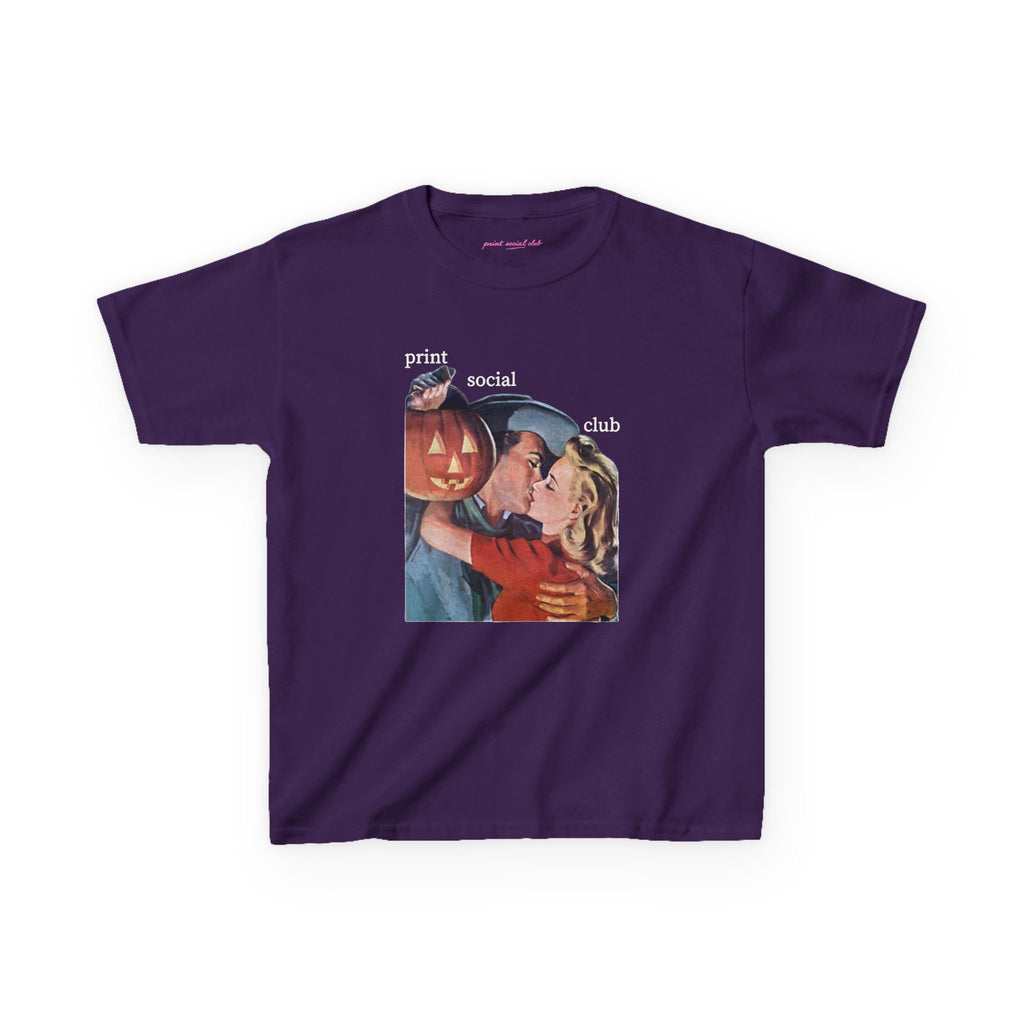 Pumpkin Kiss Baby Tee in Purple, front