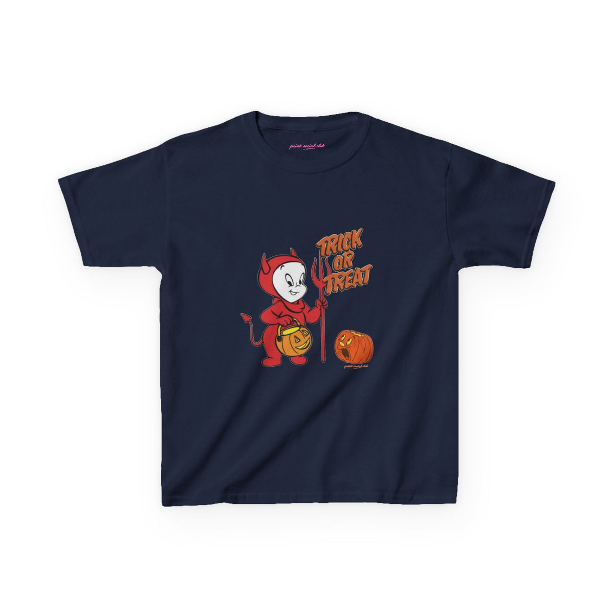 Little Devil Baby Tee in Navy, front