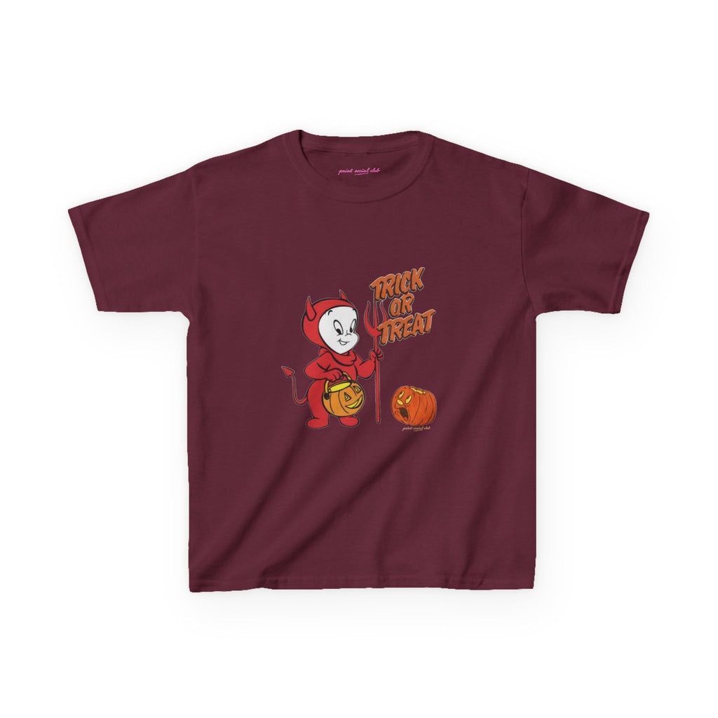 Little Devil Baby Tee in Maroon, front