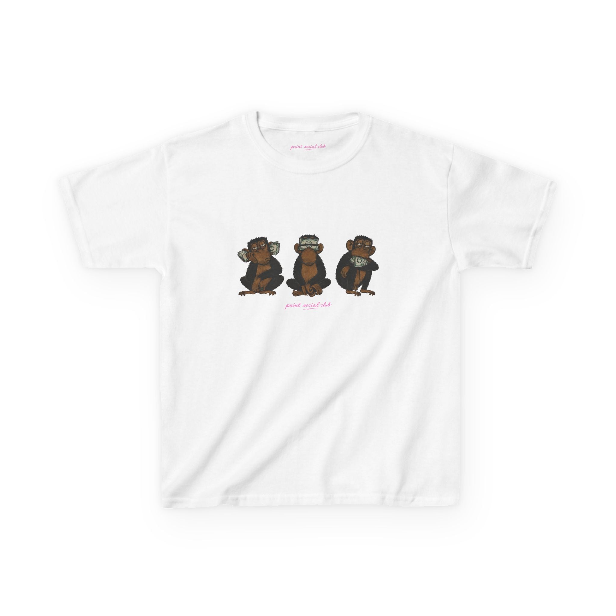 Wise Monkeys Baby Tee - double sided in White, front