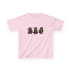 Wise Monkeys Baby Tee - double sided in Light Pink, front