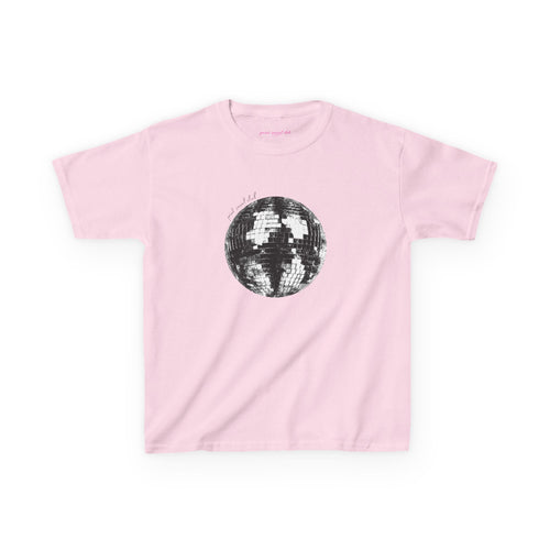 Disco Ball Baby Tee in Light Pink, front