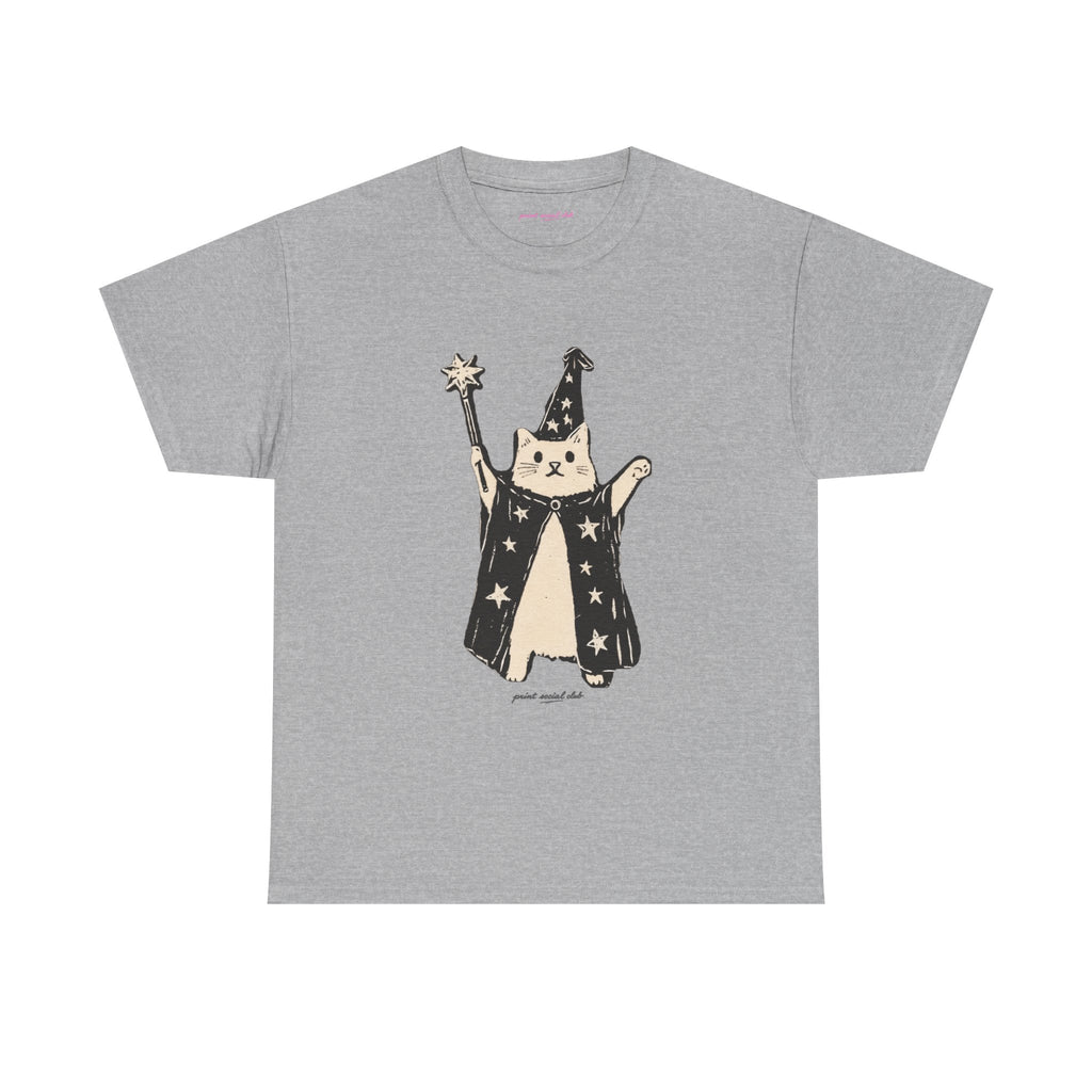 Wizard Cat Classic Tee in Sport Grey, front