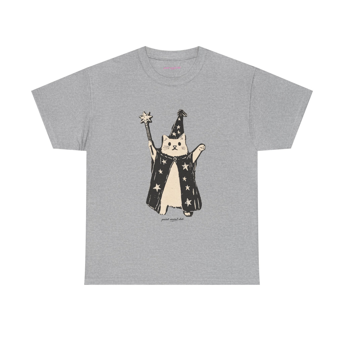 Wizard Cat Classic Tee in Sport Grey, front