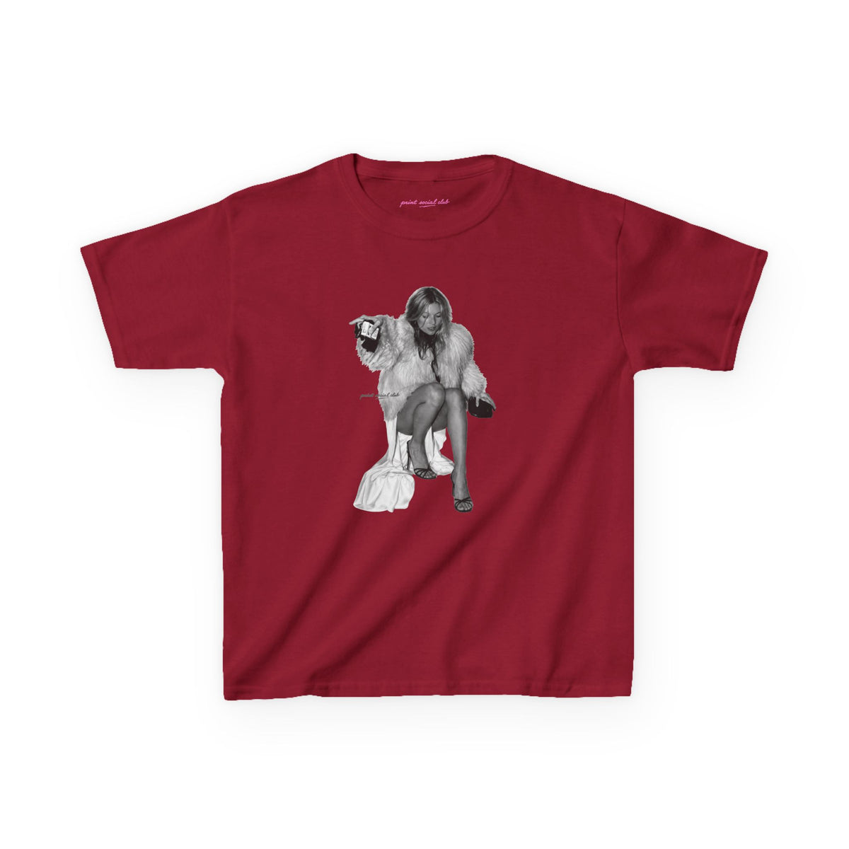 Moss Baby Tee in Cardinal Red, front