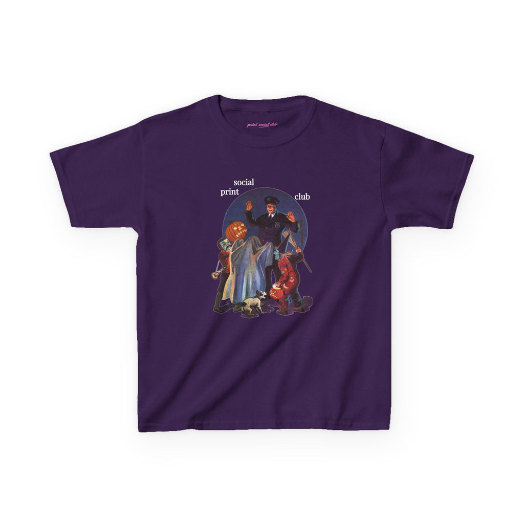 Trick Or Treaters Baby Tee in Purple, front