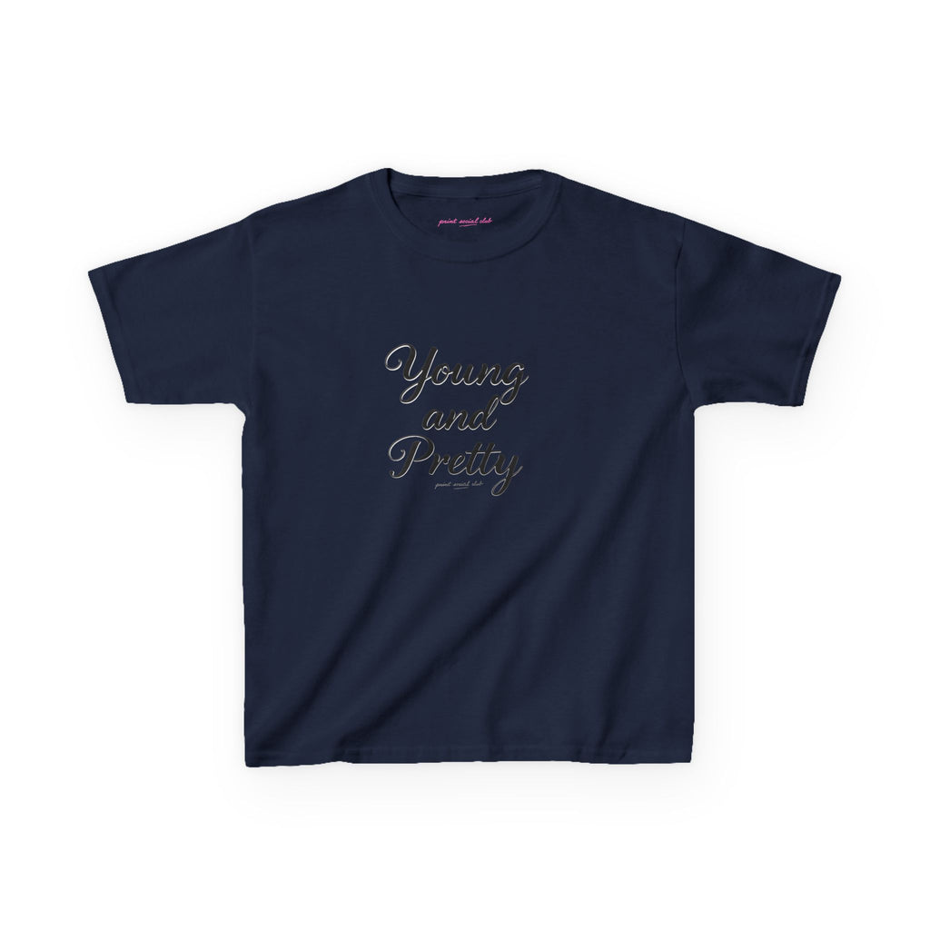 Young & Pretty Baby Tee in Navy, front