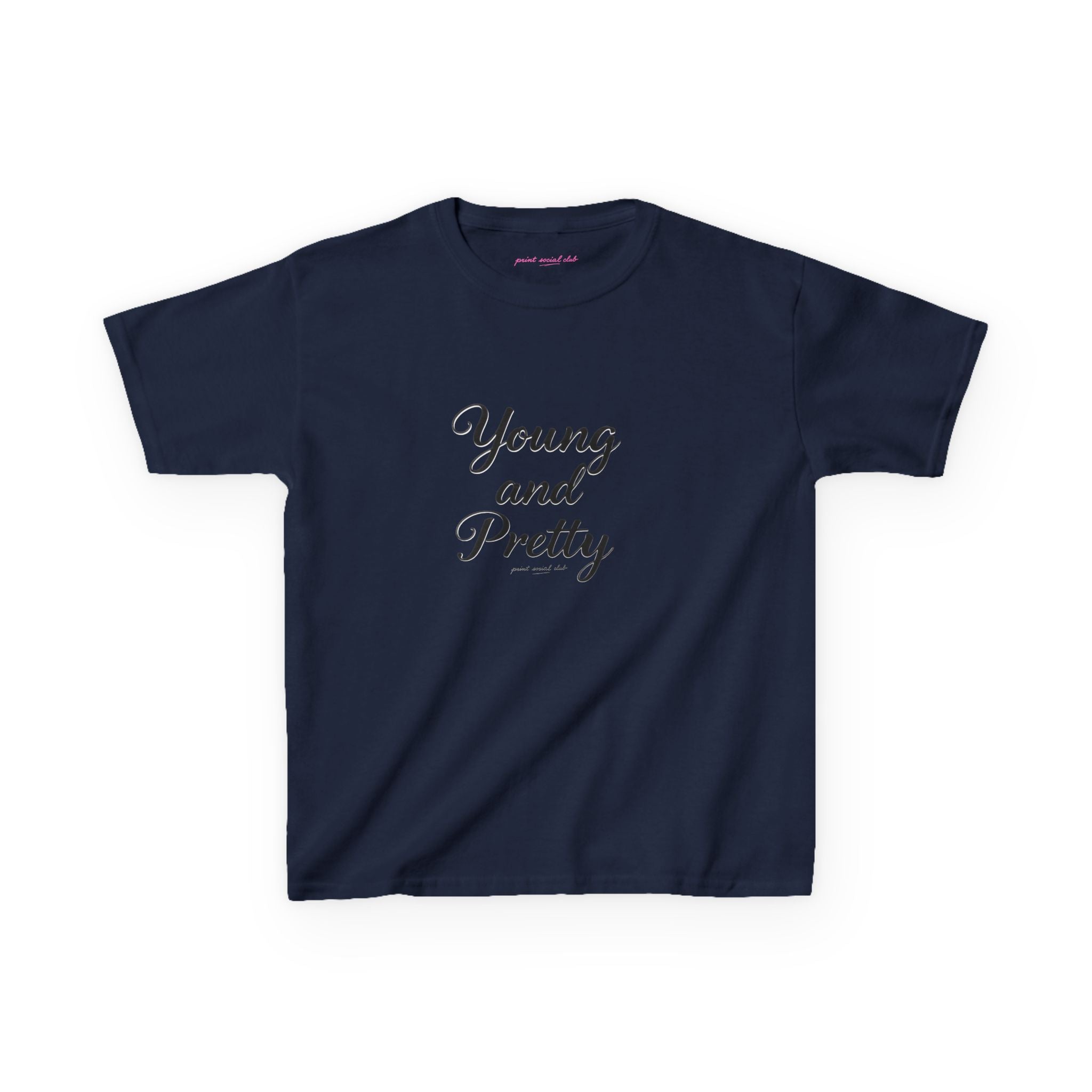Young & Pretty Baby Tee in Navy, front